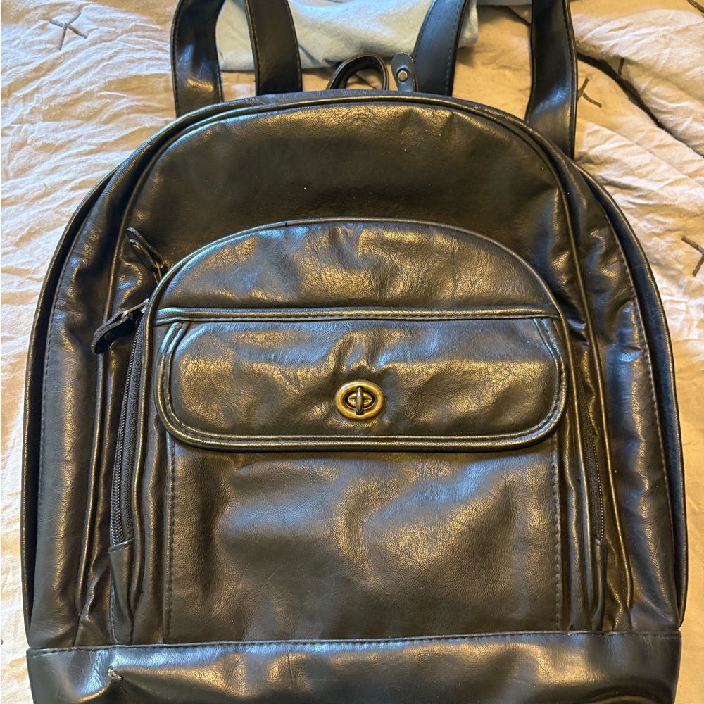 Black Leather Backpack